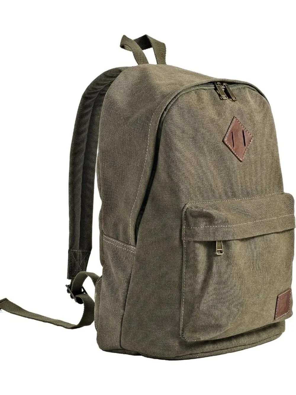 Durable Canvas College Rucksack Laptop Backpack for Travel & School - Military